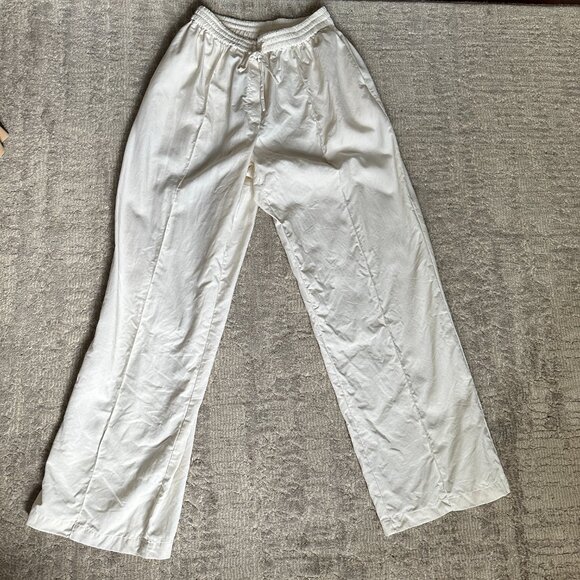 Linen Drawstring Straight Leg Pants (Natural White) - Lattelier - Picture 9 of 11